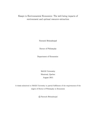 Essays in environmental economics: the well-being impacts of environment and optimal resource extraction thumbnail