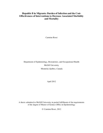 Hepatitis B in migrants: burden of infection and the cost-effectiveness of interventions to decrease associated morbidity and mortality thumbnail