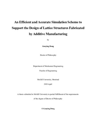 An efficient and accurate simulation scheme to support the design of lattice structures fabricated by additive manufacturing thumbnail