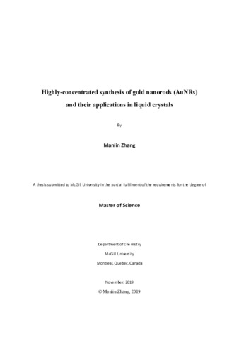 Highly-concentrated synthesis of gold nanorods (AuNRs) and their applications in liquid crystals thumbnail