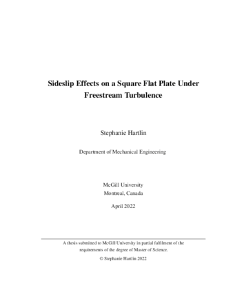 Sideslip effects on a Square Flat Plate under Freestream Turbulence thumbnail