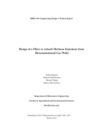 Design of a Filter to Adsorb Methane Emissions from  Decommissioned Gas Wells thumbnail