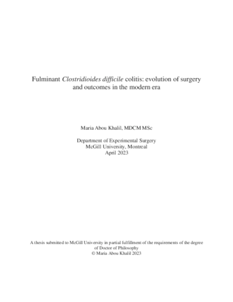 Fulminant Clostridioides difficile colitis: evolution of surgery and outcomes in the modern era thumbnail