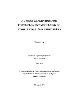 gans ruilen Ja Thesis | 3-D mesh generation for finite-element modelling of complex  natural structures | ID: 2801pg52v | eScholarship@McGill