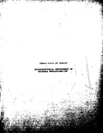 Extraterritorial enforcement of exchange control regulations under the International Monetary Fund Agreement thumbnail