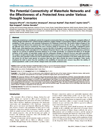 The Potential Connectivity of Waterhole Networks and the Effectiveness of a Protected Area under Various Drought Scenarios thumbnail