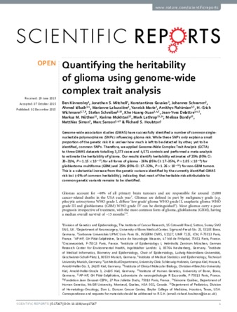 Quantifying the heritability of glioma using genome-wide complex trait analysis thumbnail