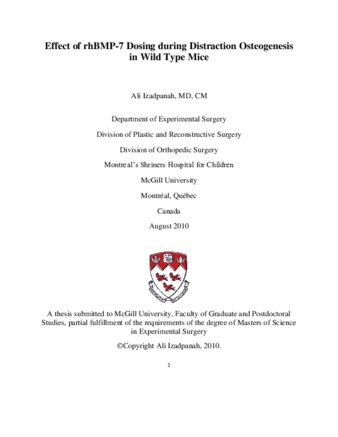 Effect of rhBMP-7 dosing during distraction osteogenesis in wild type mice thumbnail