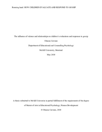 The influence of valence and relationships on children’s evaluations and responses to gossip thumbnail