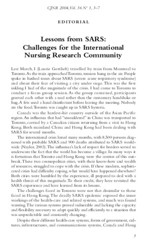 Lessons from SARS: Challenges for the International Nursing Research Community thumbnail