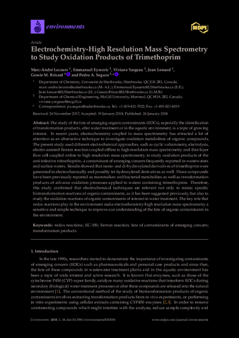 Electrochemistry-High Resolution Mass Spectrometry to Study Oxidation Products of Trimethoprim thumbnail