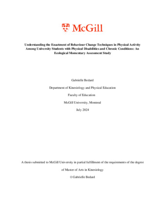 Understanding the enactment of behaviour change techniques in physical activity among university students with physical disabilities and chronic conditions: an ecological momentary assessment study thumbnail