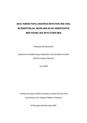 Anal human papillomavirus infection and anal intraepithelial neoplasia in HIV-seropositive men having sex with other men thumbnail