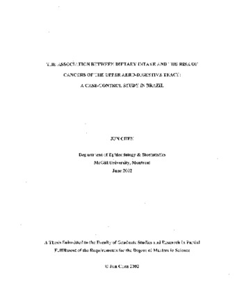 The association between dietary intake and the risk of cancers of the upper aero-digestive tract : a case-control study in Brazil thumbnail