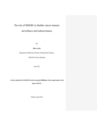 The role of HMGB1 in bladder cancer immune surveillance and radioresistance thumbnail