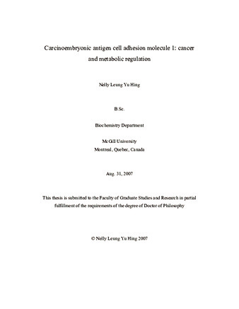 Carcinoembryonic antigen cell adhesion molecule 1: cancer and metabolic regulation thumbnail