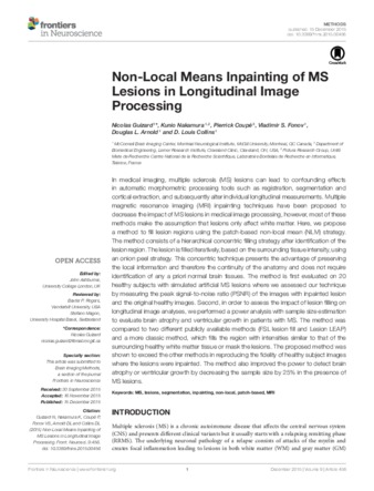 Non-Local Means Inpainting of MS Lesions in Longitudinal Image Processing thumbnail