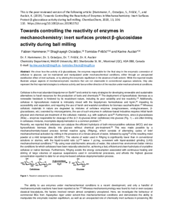 Towards Controlling the Reactivity of Enzymes in Mechanochemistry: Inert Surfaces Protect β-Glucosidase Activity During Ball Milling thumbnail