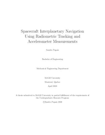 Spacecraft interplanetary navigation using radiometric tracking and accelerometer measurements thumbnail