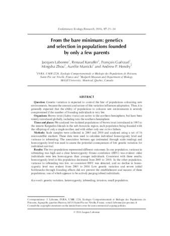 From the bare minimum: genetics and selection in populations founded by only a few parents thumbnail