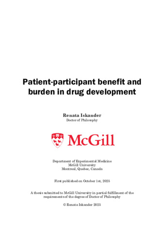 Patient-participant benefit and burden in drug development thumbnail