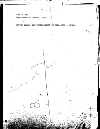 Günter Grass : Konzeption und Funktion der Weiblichkeit im Prosawerk thumbnail