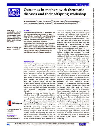 Outcomes in mothers with rheumatic diseases and their offspring workshop thumbnail