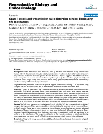 Spam1-associated transmission ratio distortion in mice: Elucidating the mechanism thumbnail