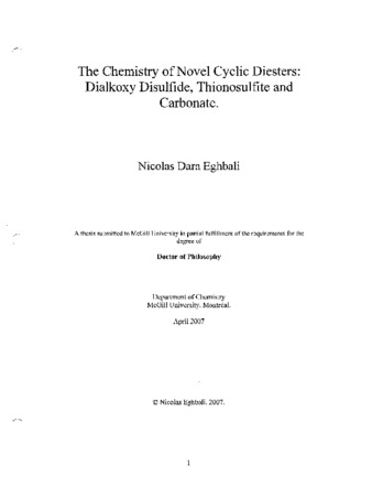 The chemistry of novel cyclic diesters : dialkoxy disulfide, thionosulfite and carbonate thumbnail