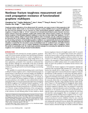 Nonlinear fracture toughness measurement and crack propagation resistance of functionalized graphene multilayers thumbnail