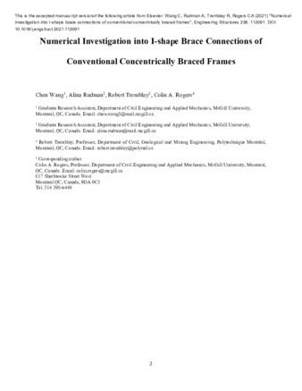 Numerical investigation into I-shape brace connections of conventional concentrically braced frames thumbnail