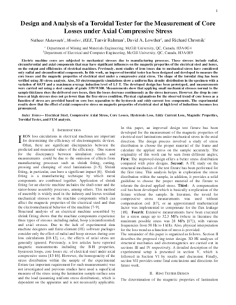 Design and Analysis of a Toroidal Tester for the Measurement of Core Losses under Axial Compressive Stress thumbnail