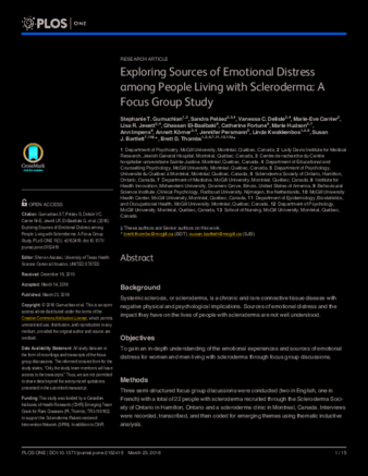 Exploring Sources of Emotional Distress among People Living with Scleroderma: A Focus Group Study thumbnail