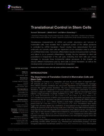 Translational Control in Stem Cells thumbnail