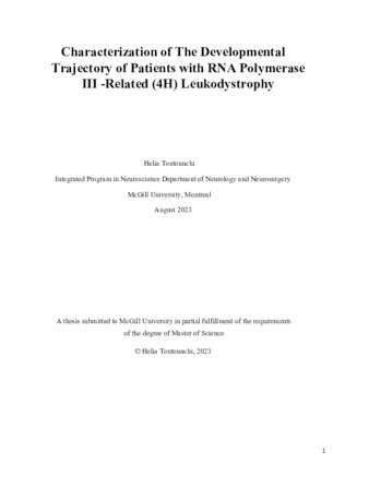 Characterization of The Developmental Trajectory of Patients with RNA Polymerase III-Related (4H) Leukodystrophy thumbnail