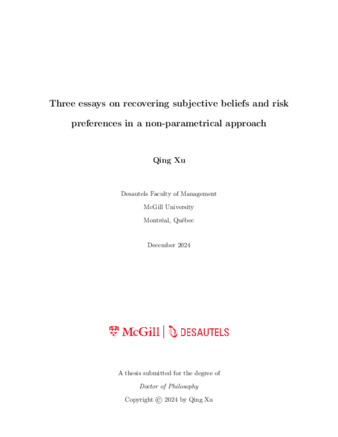 Three essays on recovering subjective beliefs and risk preferences in a non-parametrical approach thumbnail