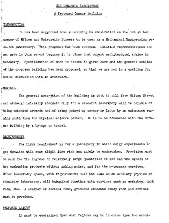 Gas Dynamics Laboratory. A proposed campus building thumbnail