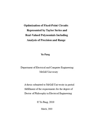 Optimization of fixed-point circuits represented by Taylor Series and real-valued polynomials including analysis of precision and range thumbnail