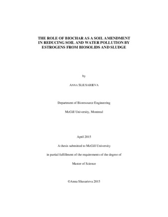 The role of biochar as a soil amendment in reducing soil and water pollution by estrogens from biosolids and sludge thumbnail