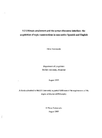 L2 ultimate attainment and the syntax-discourse interface : the acquisition of topic constructions in non-native Spanish and English thumbnail
