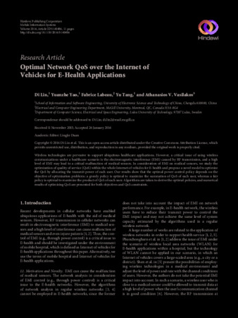 Optimal Network QoS over the Internet of Vehicles for E-Health Applications thumbnail