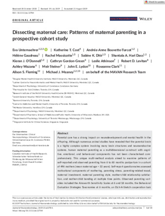 Dissecting maternal care: Patterns of maternal parenting in a prospective cohort study thumbnail