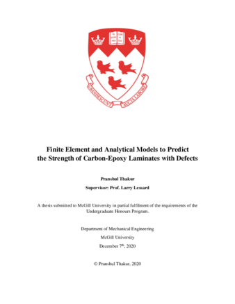 Finite Element and Analytical Models to Predict   the Strength of Carbon-Epoxy Laminates with Defects thumbnail