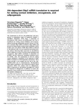 Akt-dependent Skp2 mRNA translation is required for exiting contact inhibition, oncogenesis, and adipogenesis thumbnail