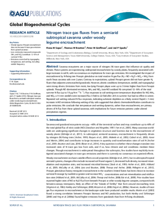 Nitrogen trace gas fluxes from a semi-arid subtropical savanna under woody legume encroachment thumbnail