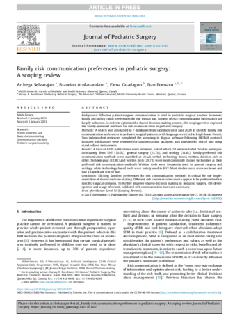 Family risk communication preferences in pediatric surgery: A scoping review thumbnail