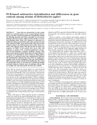 PCR-based subtractive hybridization and differences in gene content among strains of Helicobacter pylori thumbnail