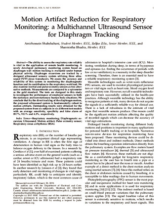 Motion Artifact Reduction for Respiratory Monitoring: a Multichannel Ultrasound Sensor for Diaphragm Tracking thumbnail