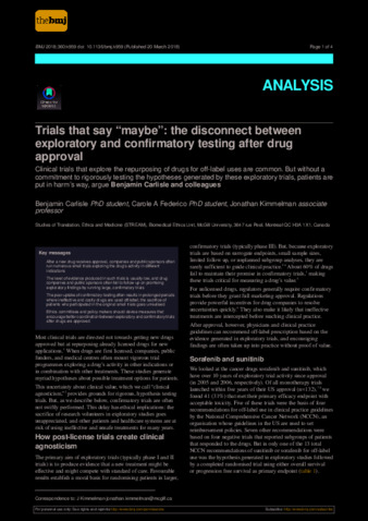 Trials that say “maybe”: the disconnect between exploratory and confirmatory testing after drug approval thumbnail