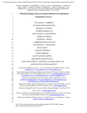 Modeling Mangan Skarn Formation Related to Peraluminous Granitoids in Greece thumbnail